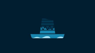 White Traditional mexican sombrero hat icon isolated on blue background. 4K Video motion graphic animation.
