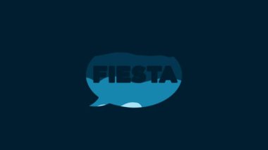 White Fiesta icon isolated on blue background. 4K Video motion graphic animation.