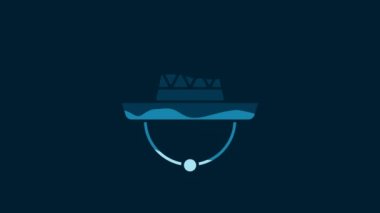 White Traditional mexican sombrero hat icon isolated on blue background. 4K Video motion graphic animation.