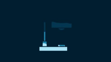White Table lamp icon isolated on blue background. Desk lamp. 4K Video motion graphic animation.