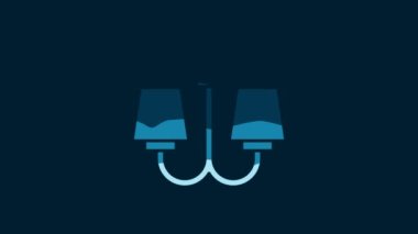 White Chandelier icon isolated on blue background. 4K Video motion graphic animation.