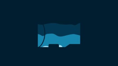 White Micro SD memory card icon isolated on blue background. 4K Video motion graphic animation.