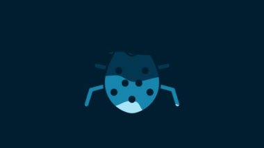 White System bug concept icon isolated on blue background. Code bug concept. Bug in the system. Bug searching. 4K Video motion graphic animation.