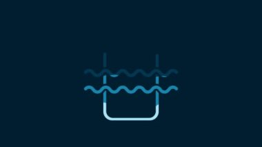 White Waterproof mobile phone icon isolated on blue background. Smartphone with drop of water. 4K Video motion graphic animation.