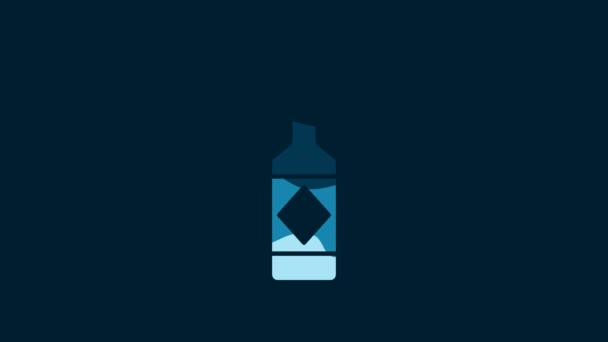 白色塔巴斯科酱油图标孤立在蓝色背景 辣椒辣椒辣椒酱 4K视频运动图形动画 — 图库视频影像