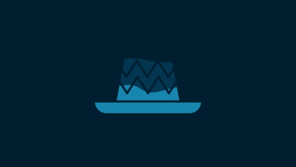 White Traditional Mexican Sombrero Hat Icon Isolated Blue Background Video — Vídeo de stock