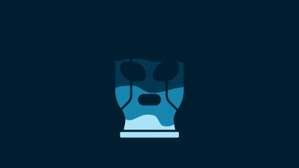 White Mexican Wrestler Icon Isolated Blue Background Video Motion Graphic — Vídeo de stock