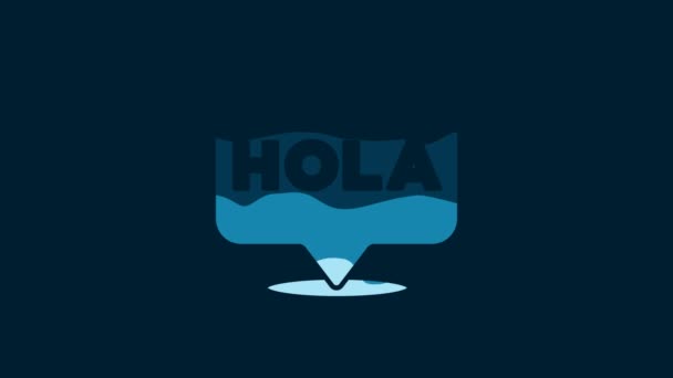 White Hola Icon Isolated Blue Background Video Motion Graphic Animation — Vídeos de Stock