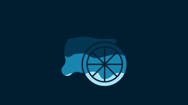 White Lemon Icon Isolated Blue Background Video Motion Graphic Animation — Vídeo de stock