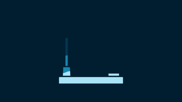 青色の背景に分離されたホワイトテーブルランプアイコン 机のランプ 4Kビデオモーショングラフィックアニメーション — ストック動画