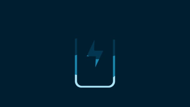 White Smartphone Charging Battery Icon Isolated Blue Background Phone Low — Stok Video