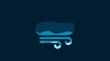 White Windy weather icon isolated on blue background. Cloud and wind. 4K Video motion graphic animation.