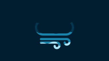 White Windy weather icon isolated on blue background. Cloud and wind. 4K Video motion graphic animation.