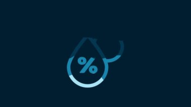 White Water drop percentage icon isolated on blue background. Humidity analysis. 4K Video motion graphic animation.