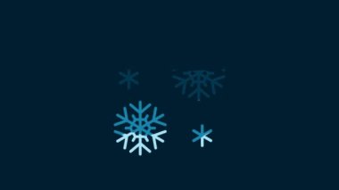 White Snow icon isolated on blue background. 4K Video motion graphic animation.