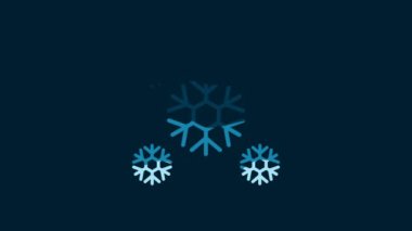 White Snow icon isolated on blue background. 4K Video motion graphic animation.