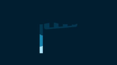 White Cone meteorology windsock wind vane icon isolated on blue background. Windsock indicate the direction and strength of the wind. 4K Video motion graphic animation.
