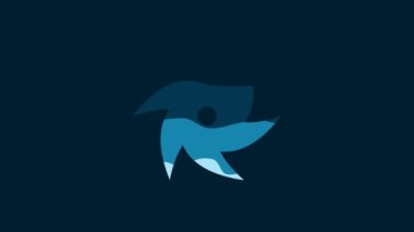 White Tornado icon isolated on blue background. Cyclone, whirlwind, storm funnel, hurricane wind or twister weather icon. 4K Video motion graphic animation.