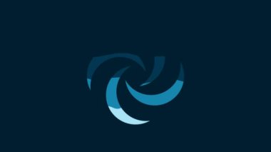 White Tornado icon isolated on blue background. Cyclone, whirlwind, storm funnel, hurricane wind or twister weather icon. 4K Video motion graphic animation.