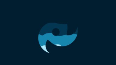 White Tornado icon isolated on blue background. Cyclone, whirlwind, storm funnel, hurricane wind or twister weather icon. 4K Video motion graphic animation.