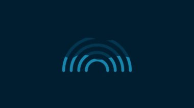 White Rainbow icon isolated on blue background. 4K Video motion graphic animation.