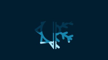 White Hot and cold symbol. Sun and snowflake icon isolated on blue background. Winter and summer symbol. 4K Video motion graphic animation.