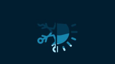 White Hot and cold symbol. Sun and snowflake icon isolated on blue background. Winter and summer symbol. 4K Video motion graphic animation.