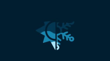 White Hot and cold symbol. Sun and snowflake icon isolated on blue background. Winter and summer symbol. 4K Video motion graphic animation.