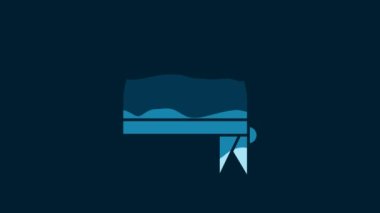 White Pirate bandana for head icon isolated on blue background. 4K Video motion graphic animation.