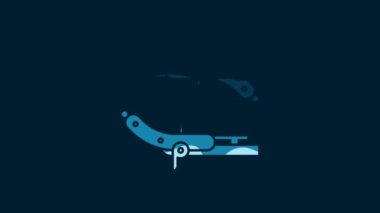 White Vintage pistols icon isolated on blue background. Ancient weapon. 4K Video motion graphic animation.