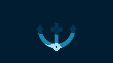 White Anchor icon isolated on blue background. 4K Video motion graphic animation.