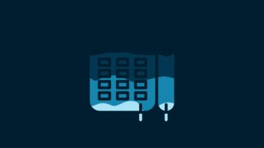 White Telephone icon isolated on blue background. Landline phone. 4K Video motion graphic animation.