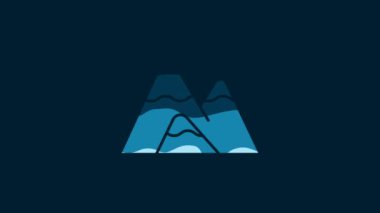 White Mountains icon isolated on blue background. Symbol of victory or success concept. 4K Video motion graphic animation.