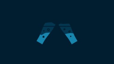 White Glass of beer icon isolated on blue background. 4K Video motion graphic animation.