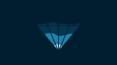 White Diamond icon isolated on blue background. Jewelry symbol. Gem stone. 4K Video motion graphic animation.