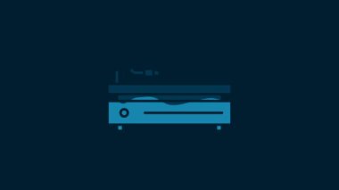 White Video game console icon isolated on blue background. 4K Video motion graphic animation.