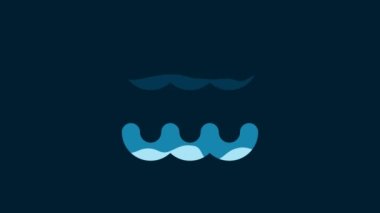 White Aquarius zodiac sign icon isolated on blue background. Astrological horoscope collection. 4K Video motion graphic animation.