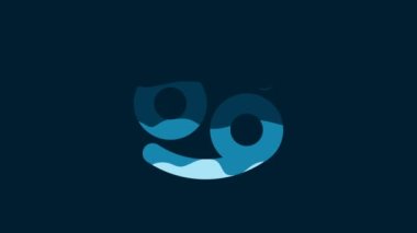 White Cancer zodiac sign icon isolated on blue background. Astrological horoscope collection. 4K Video motion graphic animation.