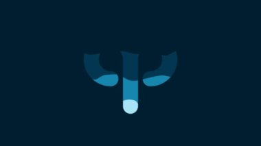 White Aries zodiac sign icon isolated on blue background. Astrological horoscope collection. 4K Video motion graphic animation.