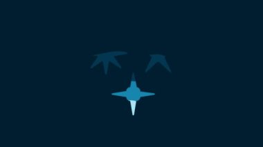 White Falling star icon isolated on blue background. Meteoroid, meteorite, comet, asteroid, star icon. 4K Video motion graphic animation.