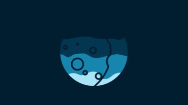 White Eclipse of the sun icon isolated on blue background. Total sonar eclipse. 4K Video motion graphic animation.
