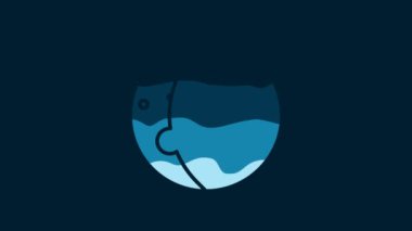 White Eclipse of the sun icon isolated on blue background. Total sonar eclipse. 4K Video motion graphic animation.