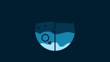 White Eclipse of the sun icon isolated on blue background. Total sonar eclipse. 4K Video motion graphic animation.