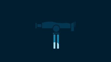 White Telescope icon isolated on blue background. Scientific tool. Education and astronomy element, spyglass and study stars. 4K Video motion graphic animation.
