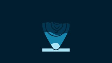 White Chicken farm and location icon isolated on blue background. 4K Video motion graphic animation.