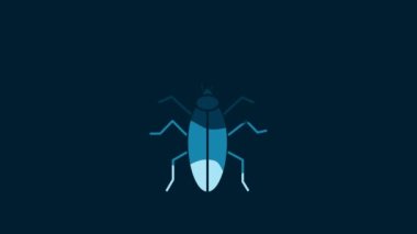 White Cockroach icon isolated on blue background. 4K Video motion graphic animation.