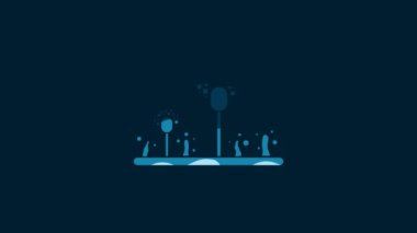 White Mold icon isolated on blue background. 4K Video motion graphic animation.