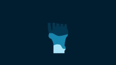 White Hand with psoriasis or eczema icon isolated on blue background. Concept of human skin response to allergen or chronic body problem. 4K Video motion graphic animation.