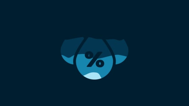 White Water Drop Percentage Icon Isolated Blue Background Humidity Analysis — Vídeo de Stock