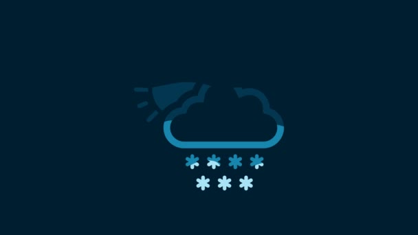 White Cloud Snow Sun Icon Isolated Blue Background Cloud Snowflakes — Wideo stockowe